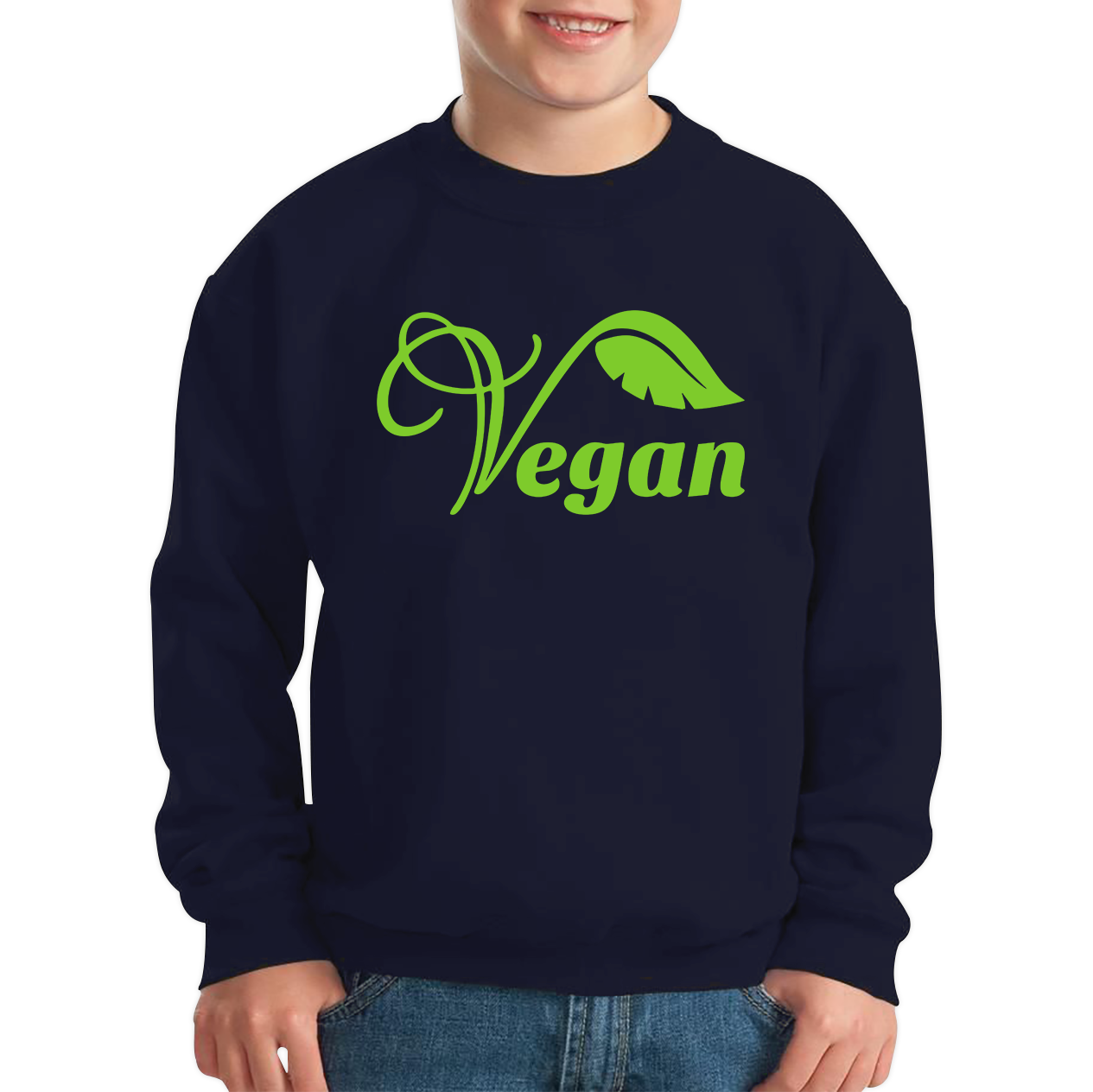 Vegan Logo Green V Leaf Sweatshirt