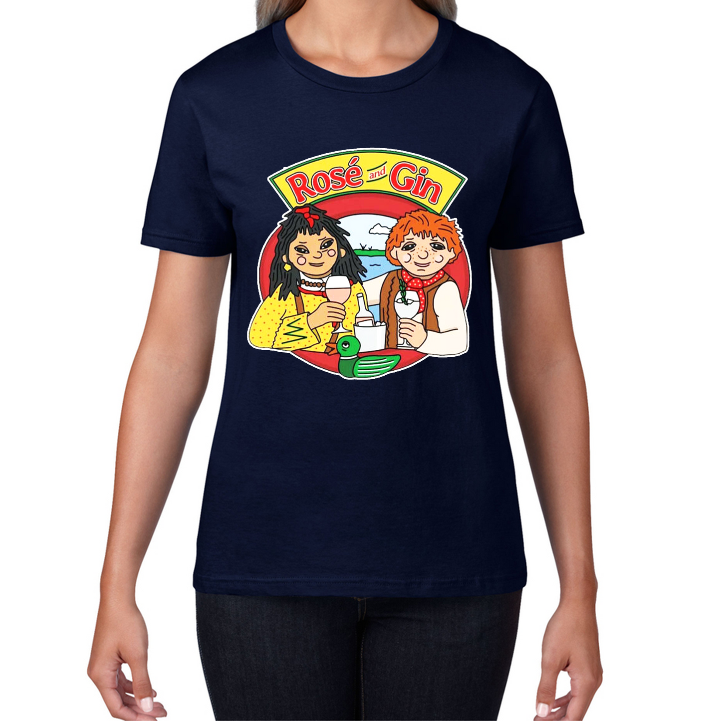 Rosé and Gin Funny 90's TV Show Rosie and Jim Boat Wine T Shirt