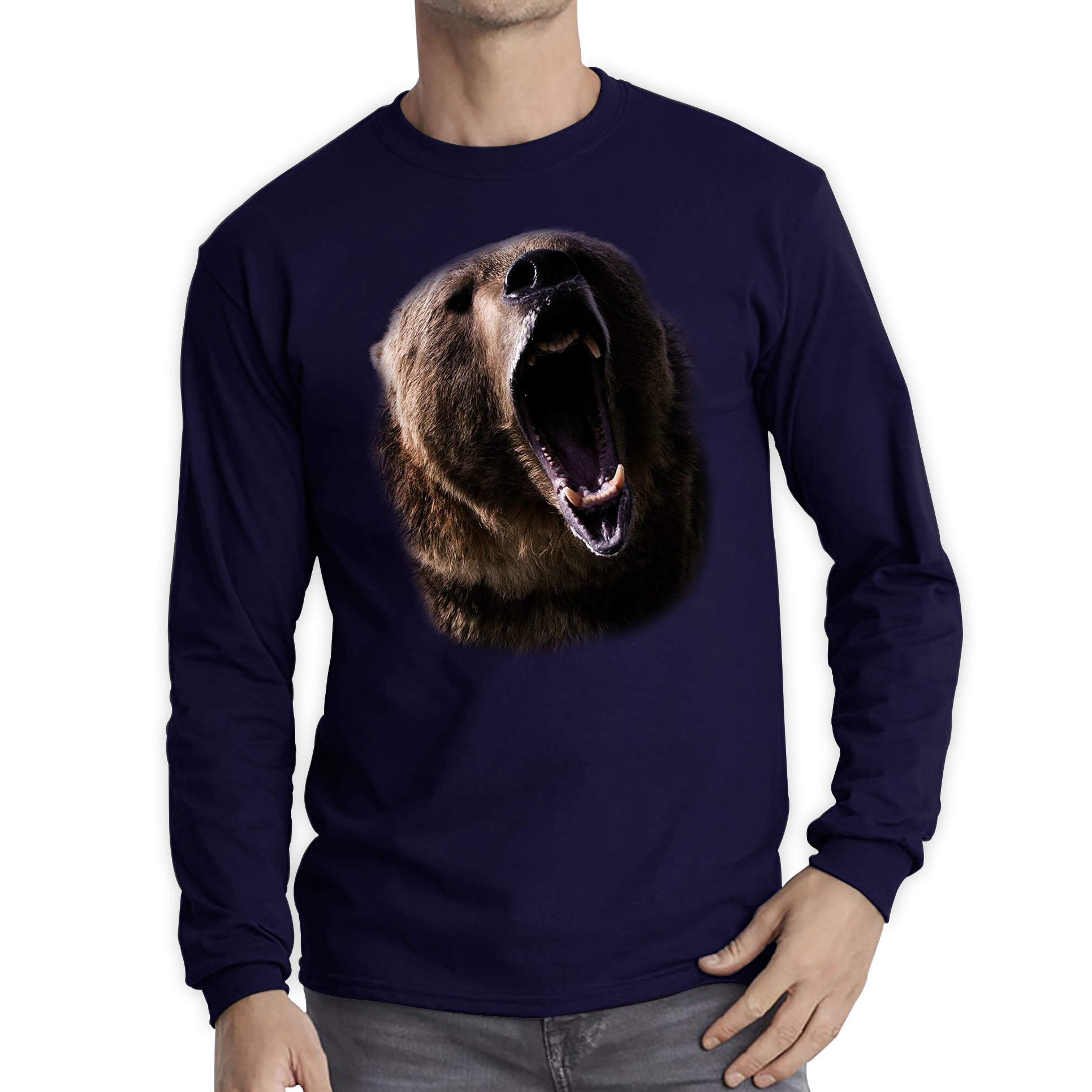 Grizzly Bear Roaring Face T Shirt