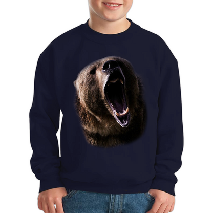 Grizzly Bear Roaring Face Sweatshirt