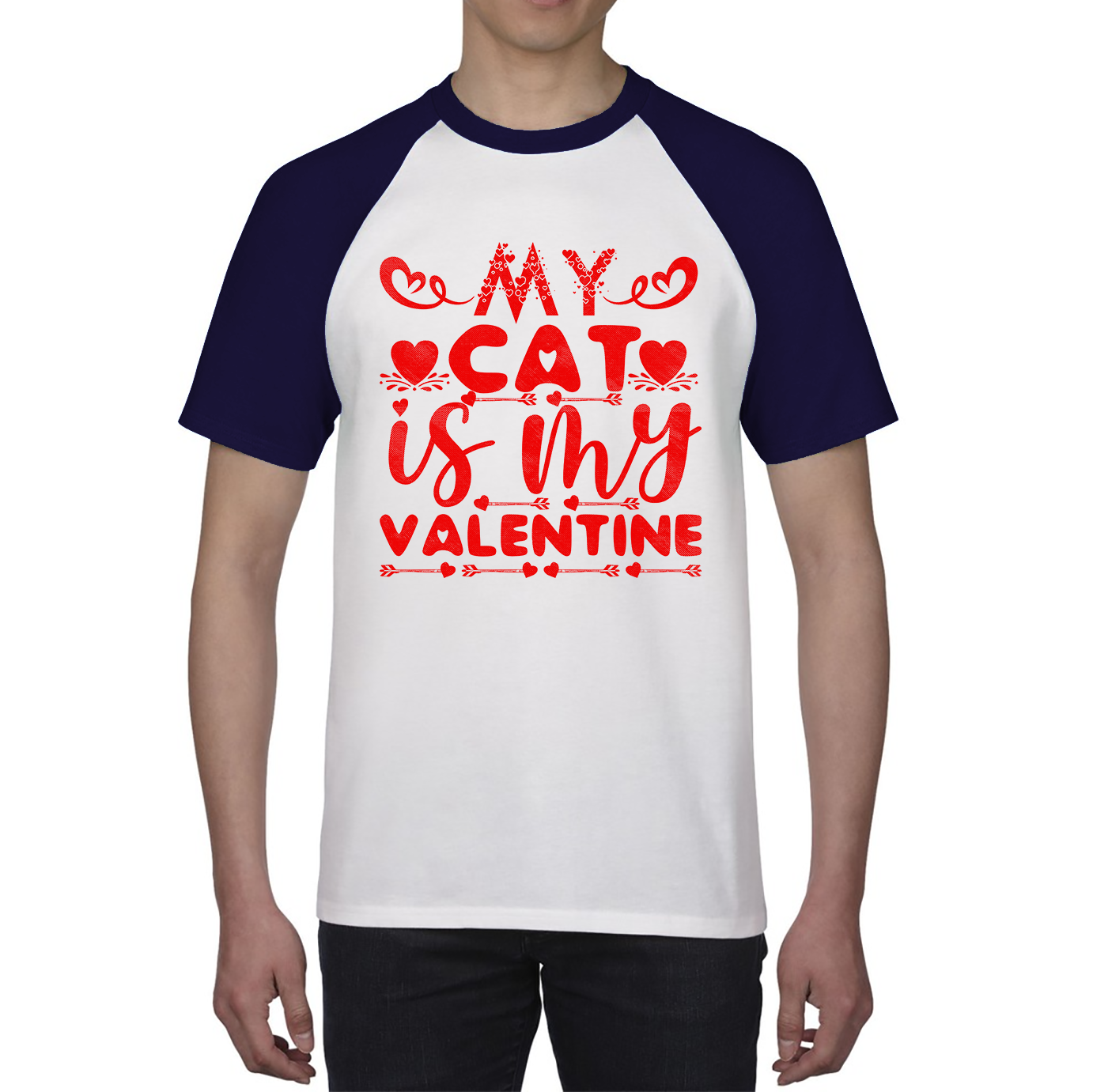 My Cat Is My Valentine Cat Lover Funny Valentine's Day Animal Lovers Baseball T Shirt