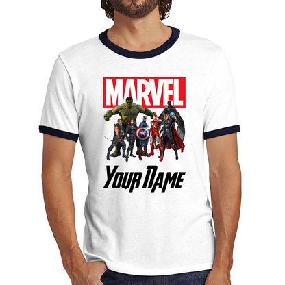 Personalised Marvel Avengers Superheroes Team Your Custom Name Ringer T Shirt