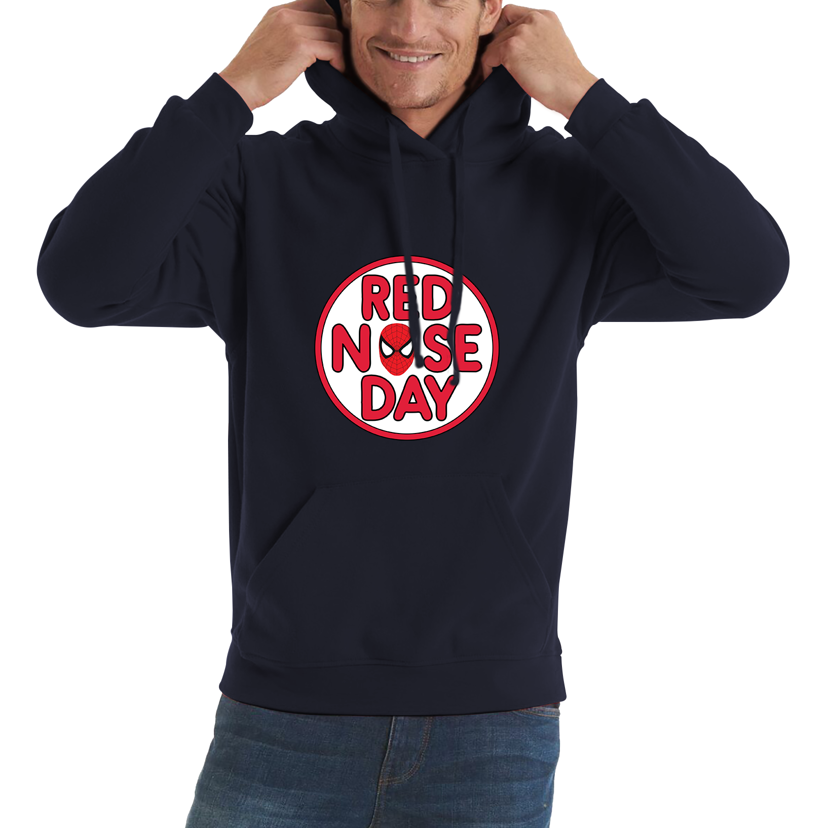 Spiderman Face Red Nose Day Hoodie