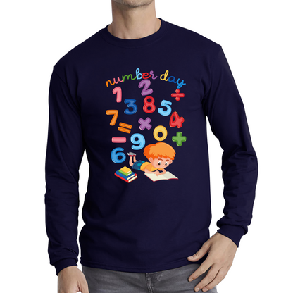 Numbers Day Colourful Numbers Maths Day School Charity Day Mathletics Long Sleeve T Shirt