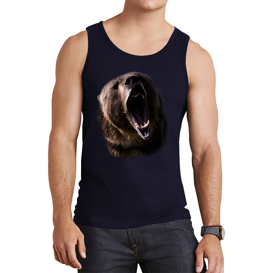 Grizzly Bear Roaring Face Tank Top