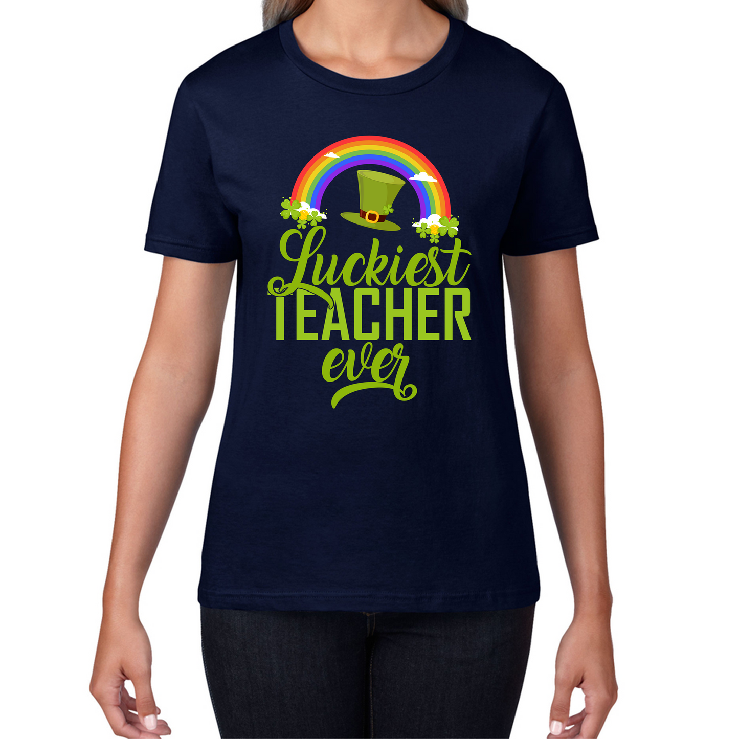 Luckiest Teacher Ever St. Patrick Day Irish Teacher Shamrock Festive St. Paddys Teacher Womens Tee Top