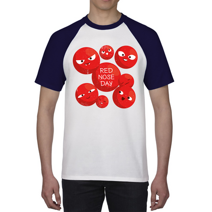 Red Nose Day Funny Noses Baseball T Shirt. 50% Goes To Charity