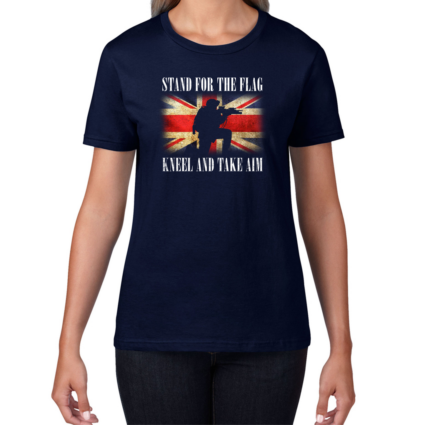 Stand For The Flag Kneel And Take Aim British Veteran T Shirt