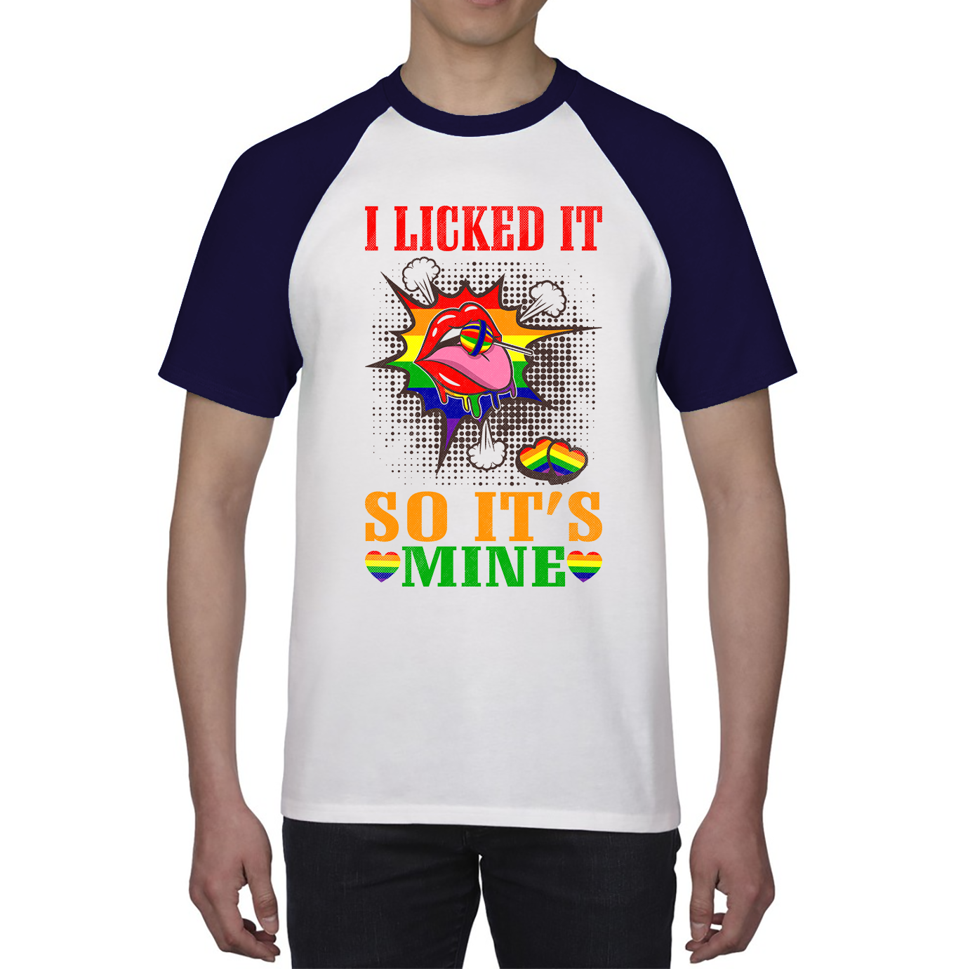 I Licked It So It's Mine LGBT Shirt Funny Lesbians Gay Pride Rainbow Colours Baseball T Shirt