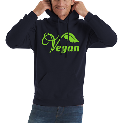 Vegan Logo Green V Leaf Hoodie