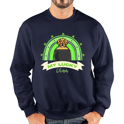 Golden Retriever Dog My Lucky Charm St. Patrick's Day Puppy Animal Pet Dog Lovers St Pattys Day Irish Festive Unisex Sweatshirt