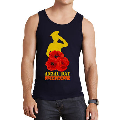 Anzac Day Lest We Forget Poppy Flowers British Veteran Tank Top