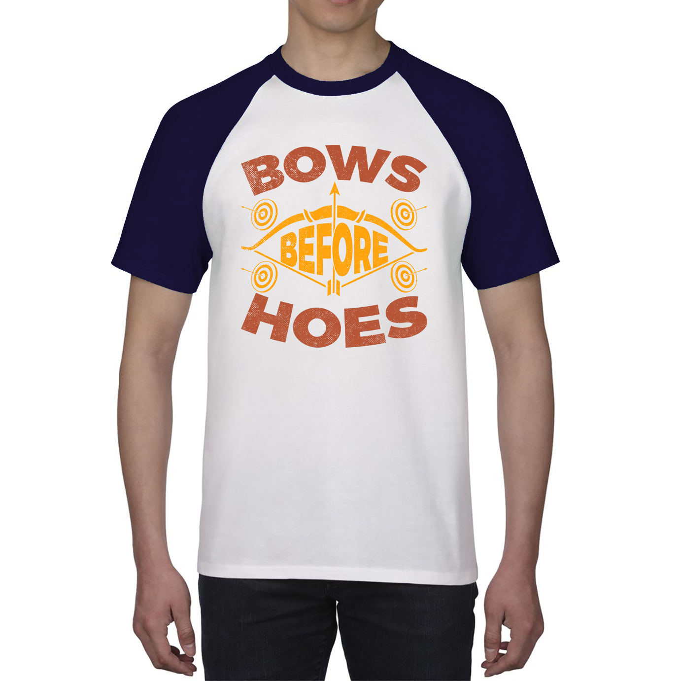 Bows Before Hoes Raglan Shirt Bow And Arrow Lover Funny Hunter Baseball T Shirt