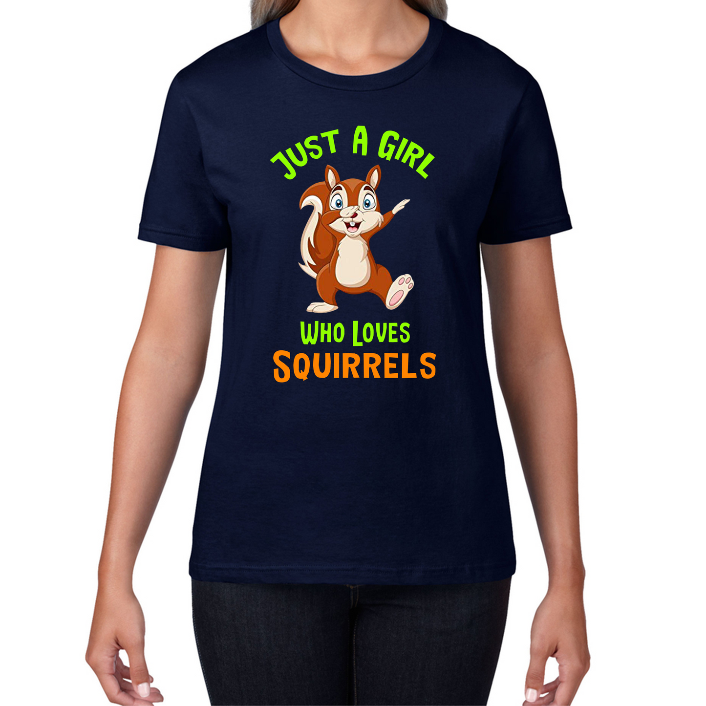 Just A Girl Who Loves Squirrels Funny Squirrel Dab Dancing Ladies T Shirt