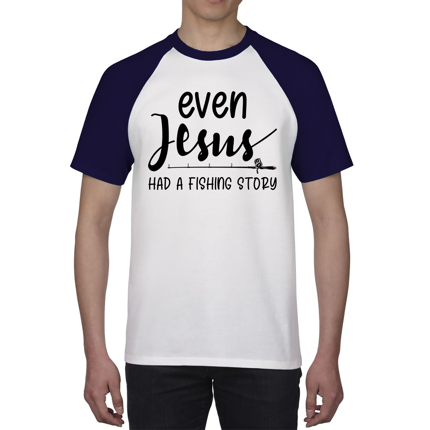 Even Jesus Had A Fish Story Religious Christianity Humor Baseball T Shirt