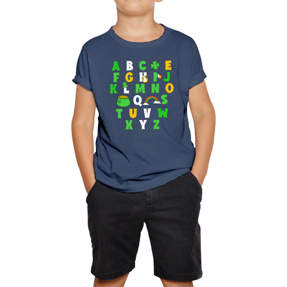 St Patrick's Day Alphabet Letters Alphabet A - Z Shamrock Alphabet St Paddy's Letters Kids Tee