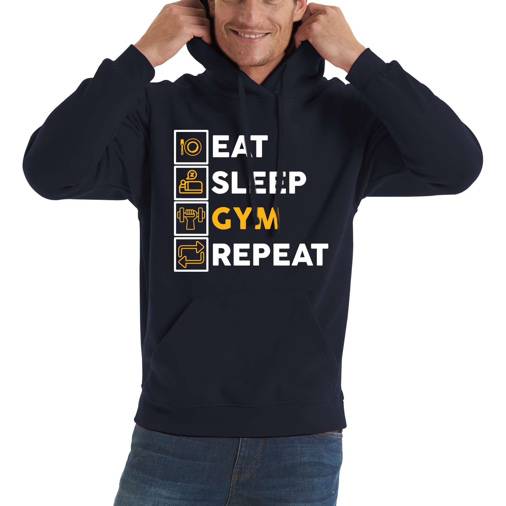 Eat Sleep Gym Repeat Funny Workout Hoodie