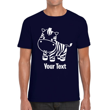 Personalised Cute Little Zebra Your Name Safari Animal Zoo Jungle Mens Tee Top