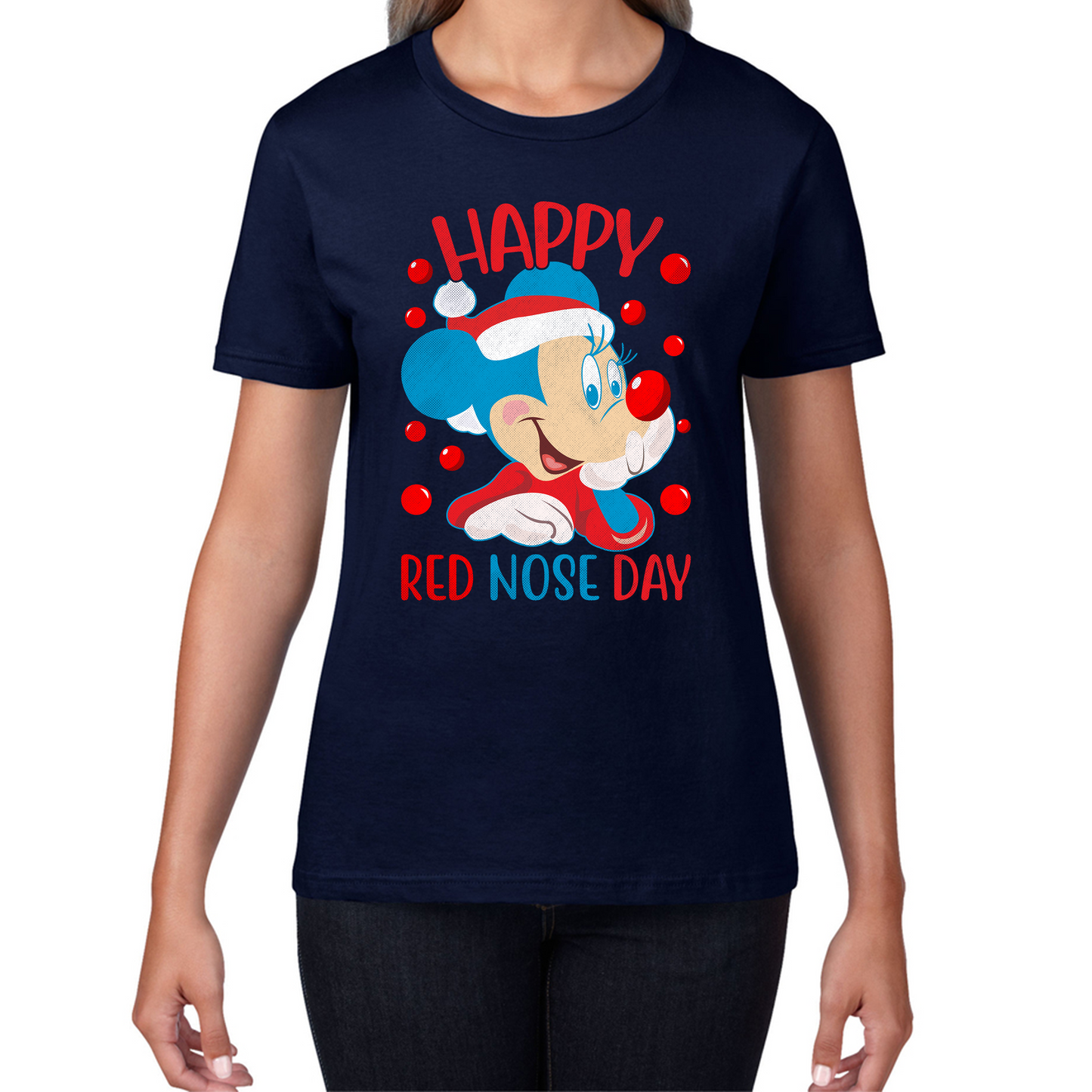 Happy Red Nose Day Mickey Mouse Red Nose Day Minnie Mickey Mouse Comic Relief Disneyland Cartoon Lover Womens Tee Top