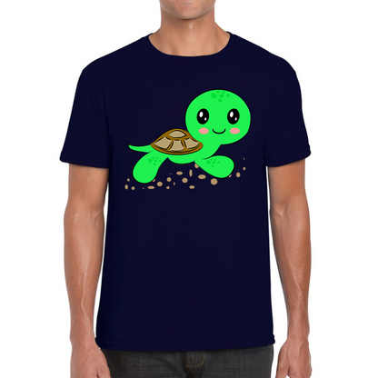 Swimming Cartoon Turtle, Funny Cute Little Sea Turtle Mens Tee Top