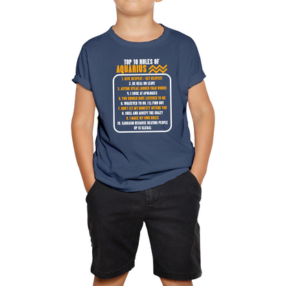 Top 10 Rules Of Aquarius Horoscope Zodiac Astrological Sign Facts Traits Give Respect Get Respect Birthday Present Kids Tee