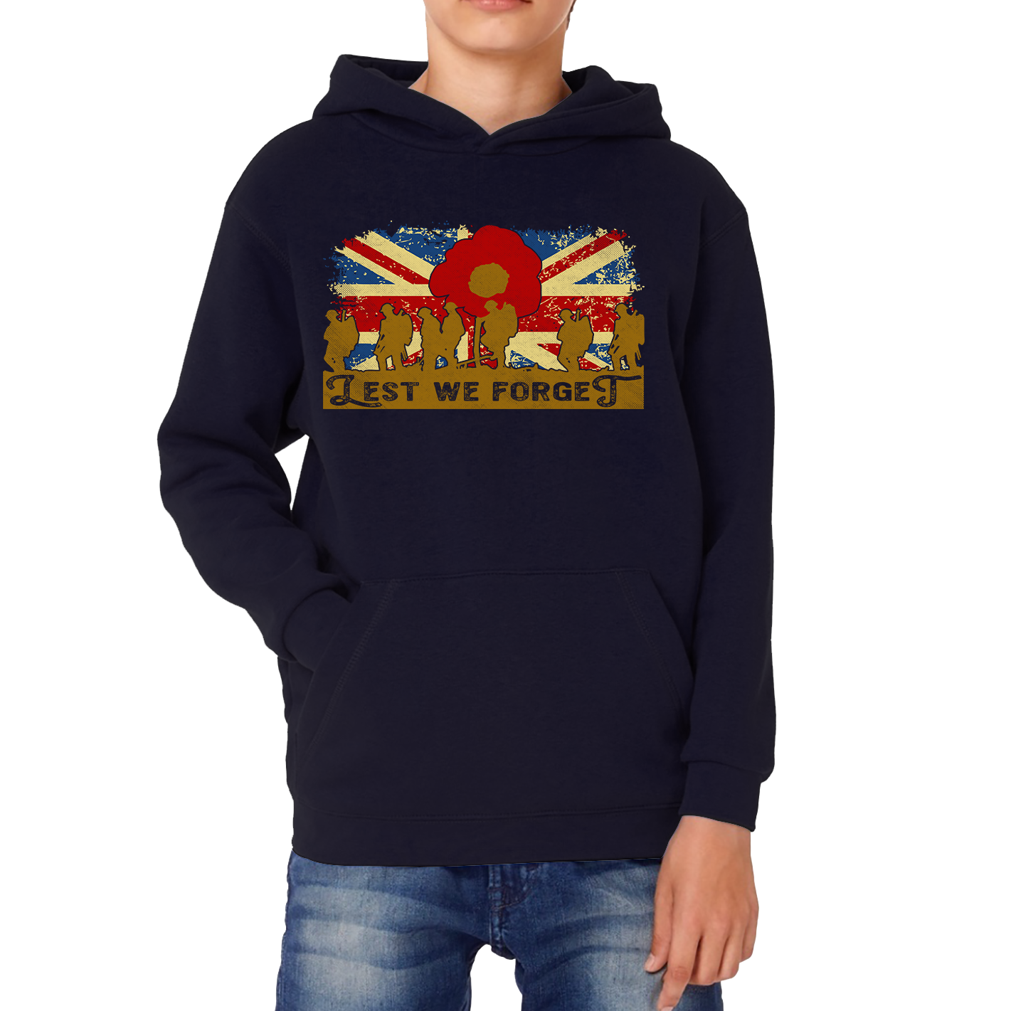 Lest We Forget Poppy Flower Anzac Day British Armed Forces Hoodie