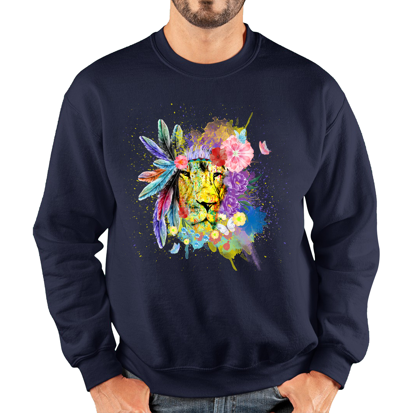 Colorful Lion Face Bohemian Sweatshirt