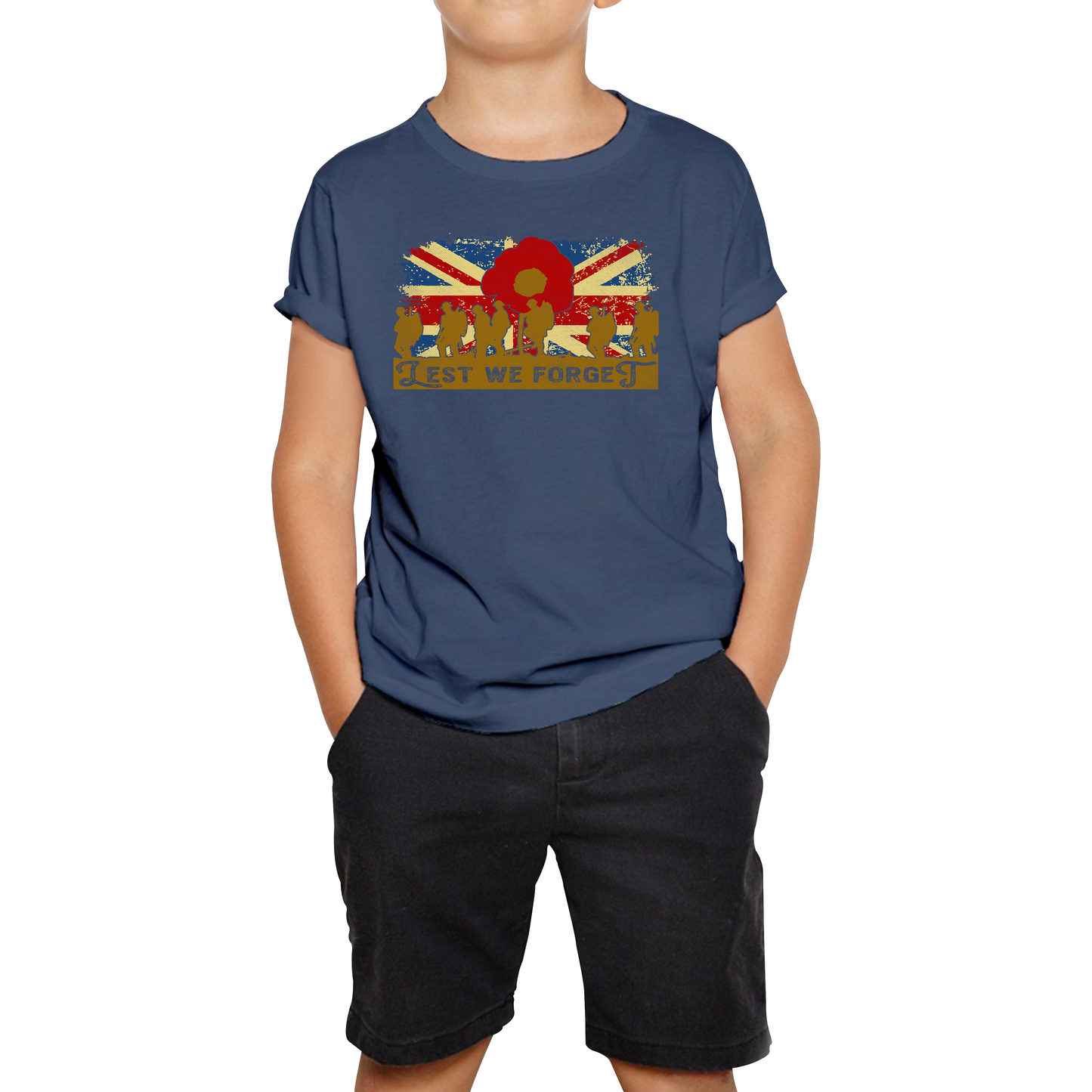 Lest We Forget Poppy Flower Anzac Day British Armed Forces T Shirt