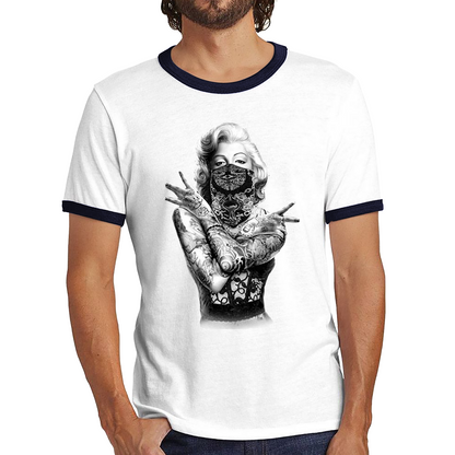 Marilyn Monroe Pop Art Tattoo Gangster Ringer T Shirt