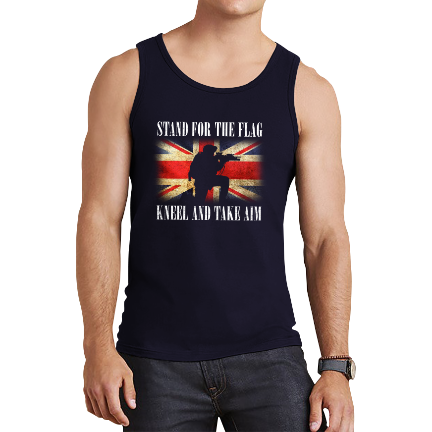 Stand For The Flag Kneel And Take Aim British Veteran Tank Top