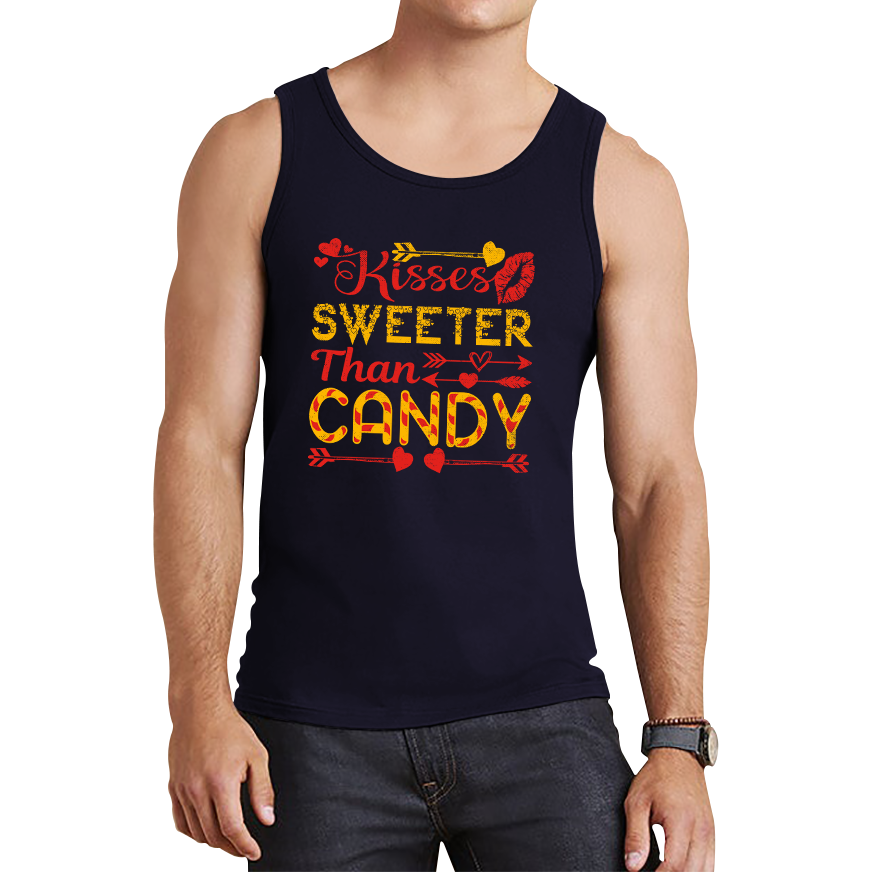 Kisses Sweeter Than Candy Happy Valentine's Day Candies Funny Valentine Lover Tank Top