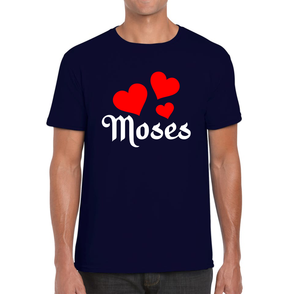 Moses Hearts Religions Prophet Jewish Founder Of Monotheistic Belief Mens Tee Top