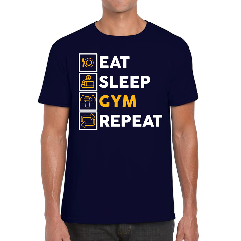 Eat Sleep Gym Repeat Funny Workout T Shirt