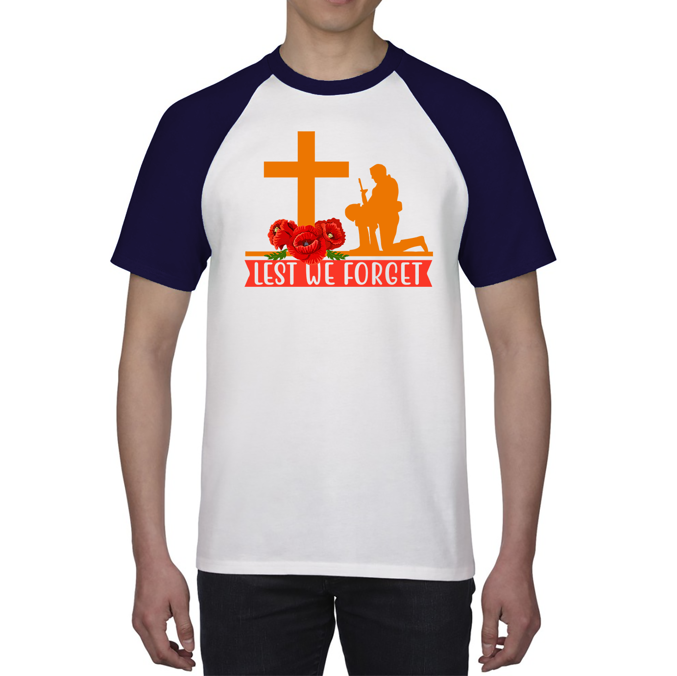 Lest We Forget Anzac Day Poppy Uk Baseball T Shirt