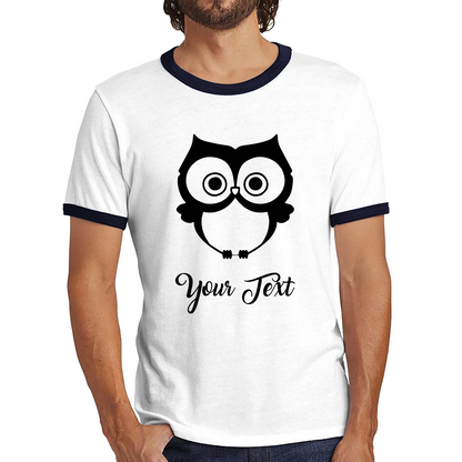 Personalised Cute Owl Your Name Cute Cartoon Owl Animal Lover Nature Lover Ringer T Shirt