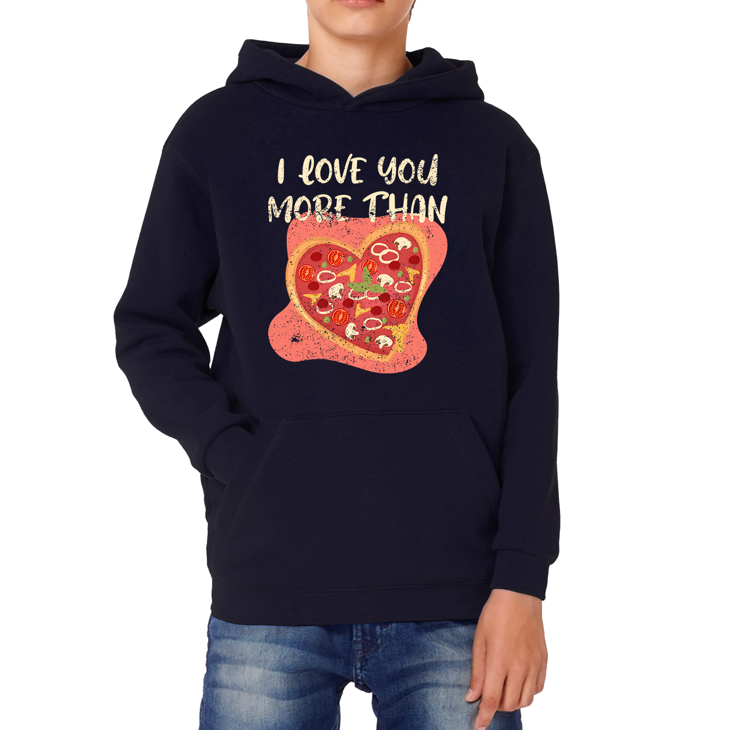 I Love You More Than Pizza Valentines Day Funny Offensive Gift Kids Hoodie