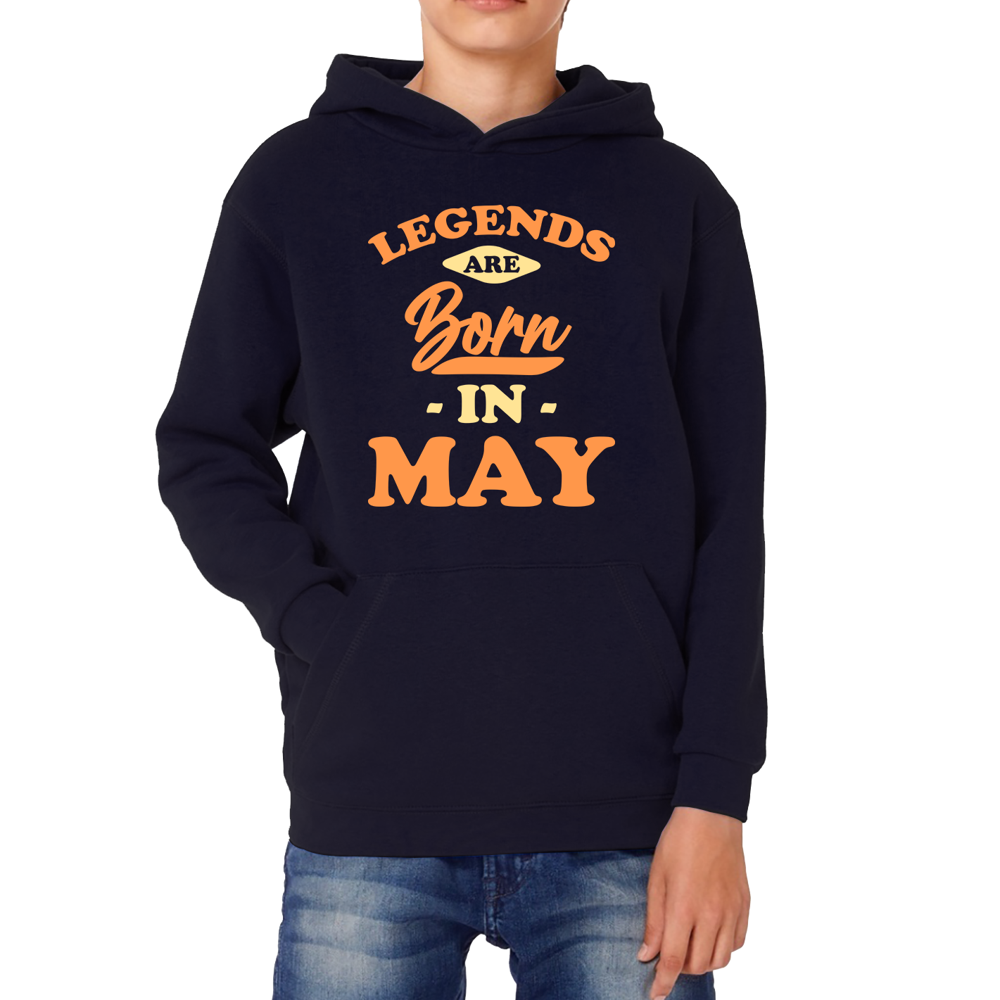 Legends Are Born In May Funny May Birthday Month Novelty Slogan Kids Hoodie