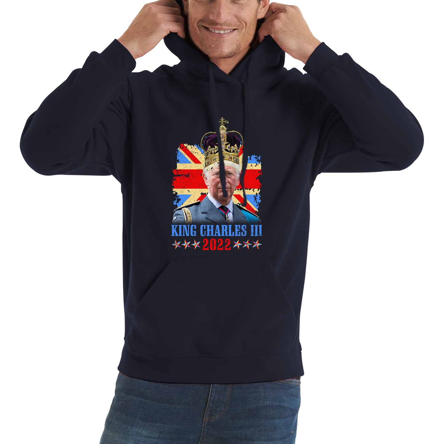 King Charles III King Of Britain UK flag Royal King Lover Union Jack Crown Unisex Hoodie