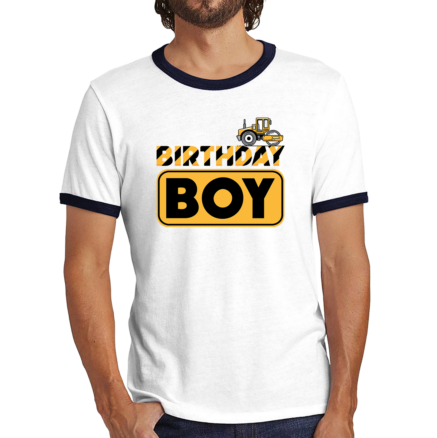 Bulldozer Tractor Birthday Boy Funny Shirt Heavy Construction Bulldozer Excavator Birthday Celebration Ringer T Shirt