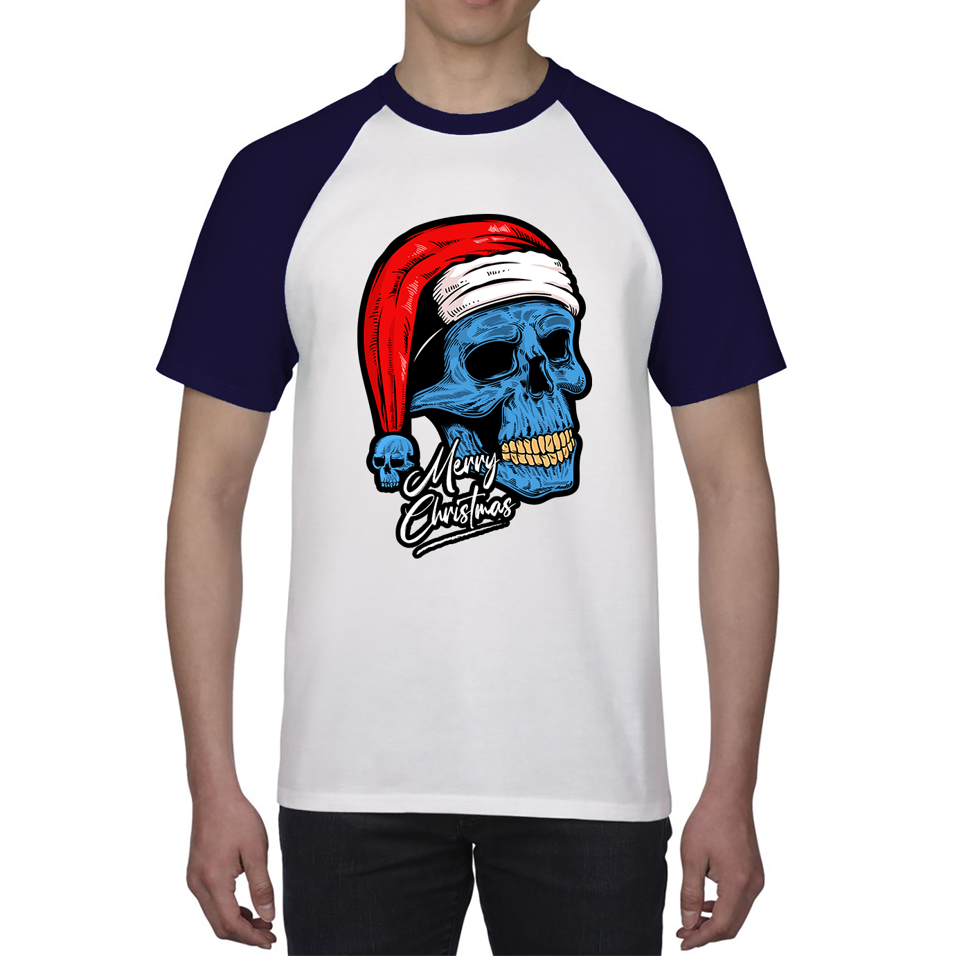 santa skull baseball t shirt