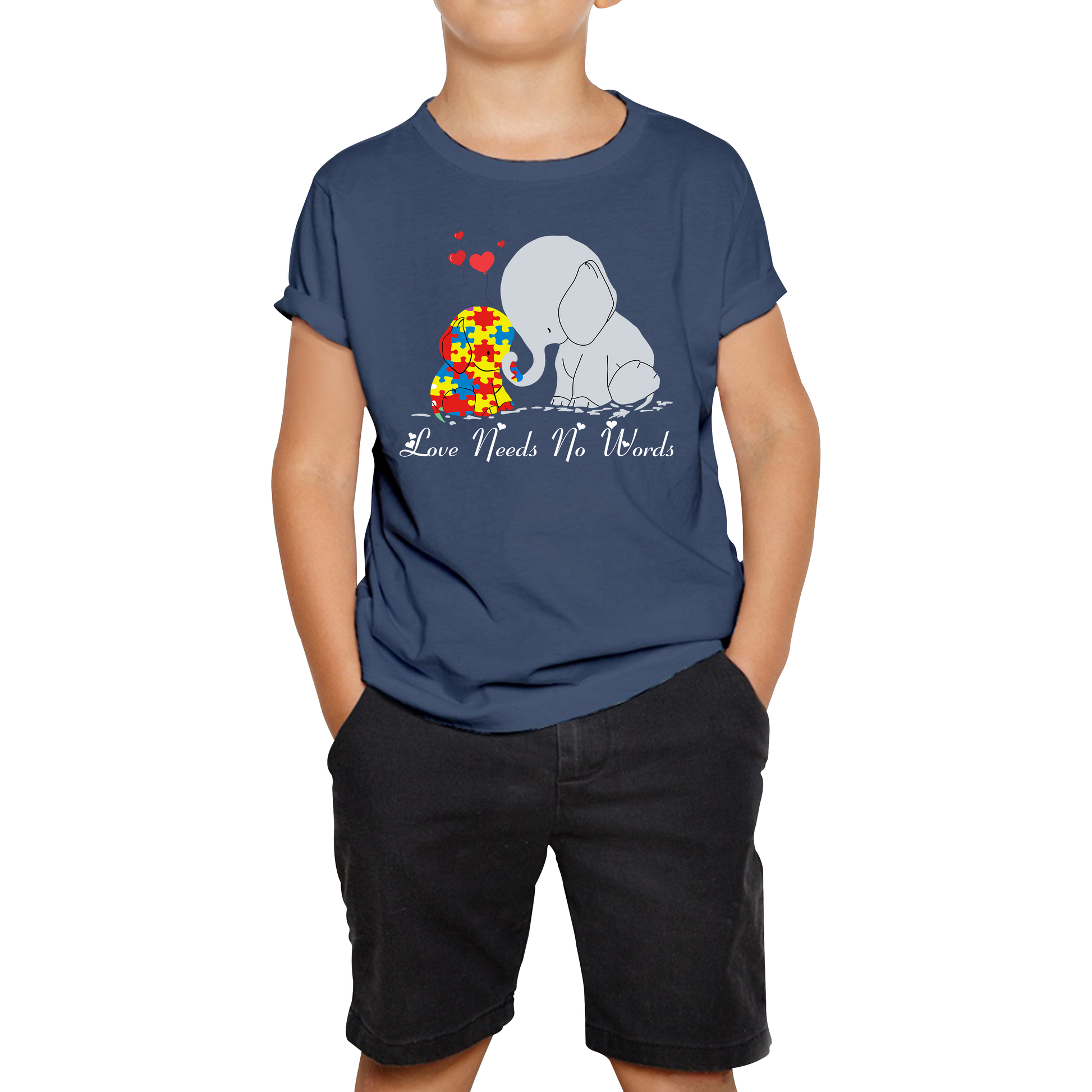 Love Needs No Words Elephant Autism Awareness T Shirt