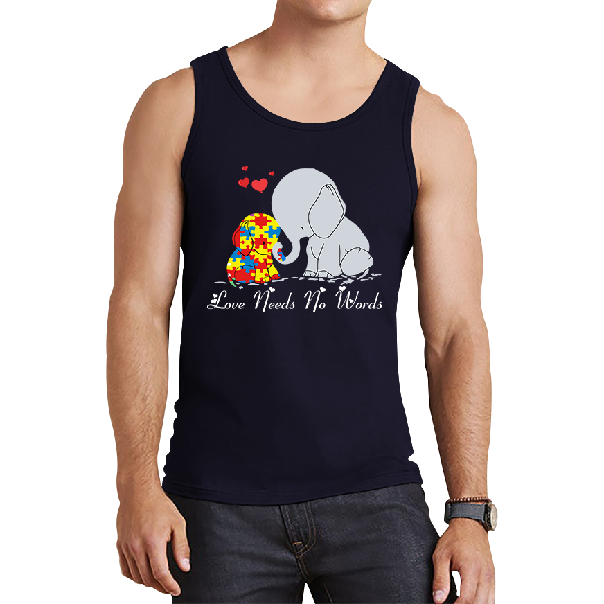 Love Needs No Words Elephant Autism Awareness Tank Top