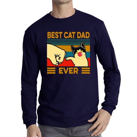 Best Cat Dad Ever Red Nose Day Adult Long Sleeve T Shirt. 50% Goes To Charity