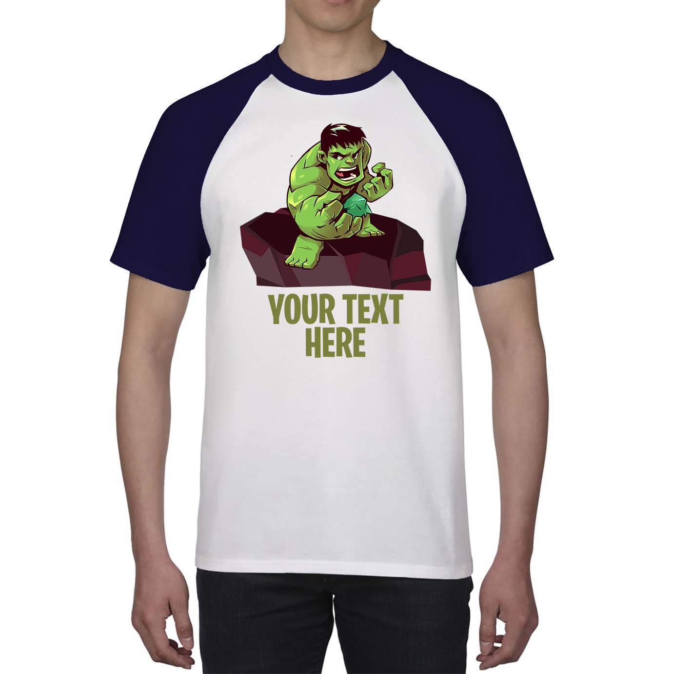 Personalised Your Text Hulk Shirt Comic Superhero Birthday Gift Baseball T Shirt