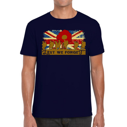 Lest We Forget Poppy Flower Anzac Day British Armed Forces T Shirt