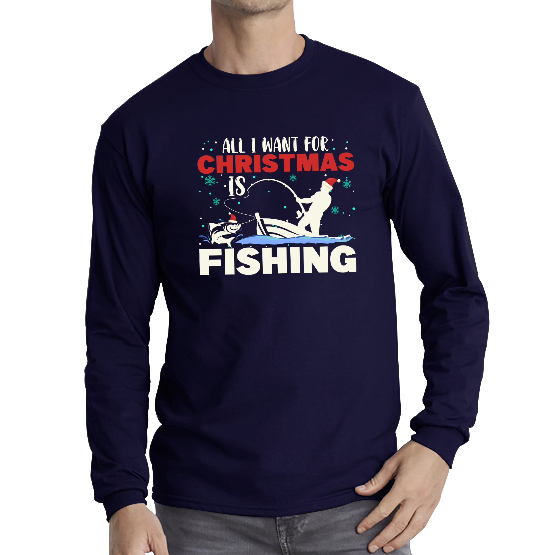 christmas fishing long sleeve t shirt