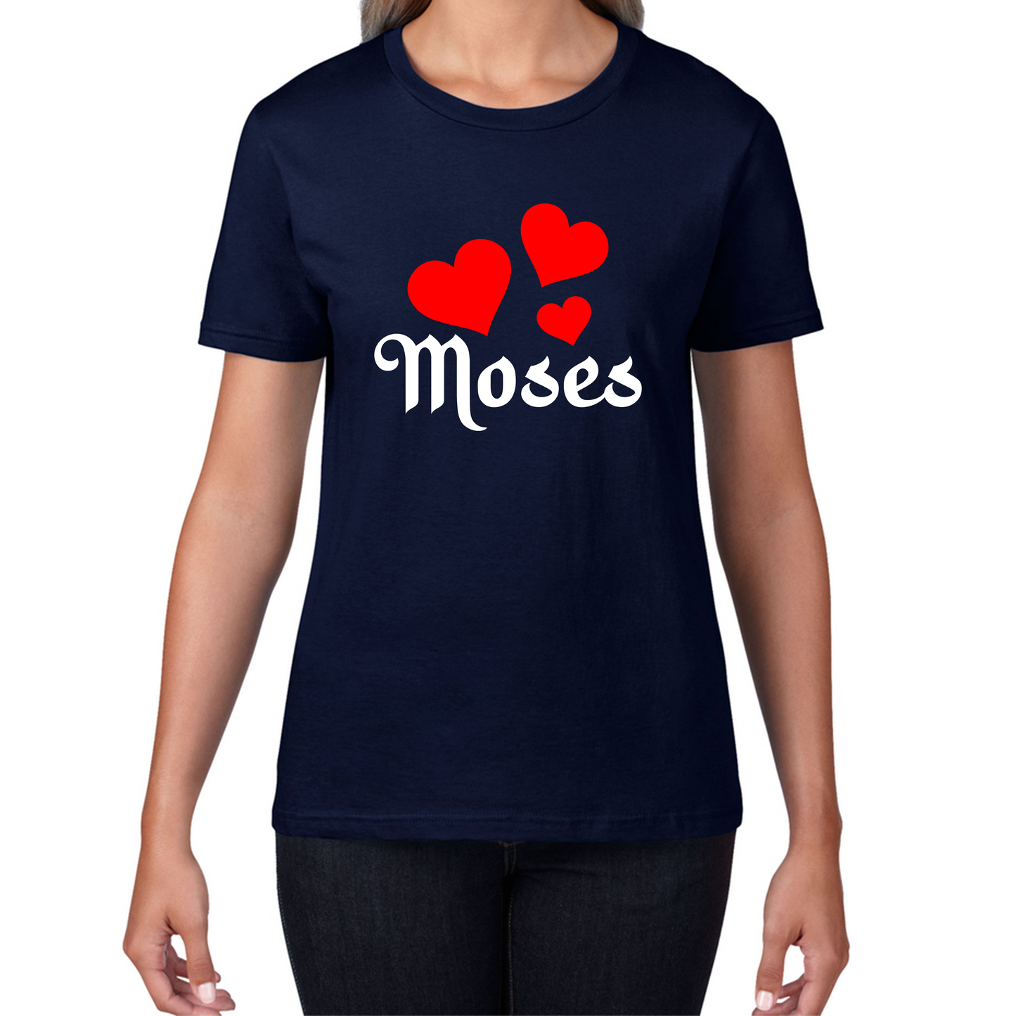 Moses Hearts Religions Prophet Jewish Founder Of Monotheistic Belief Womens Tee Top