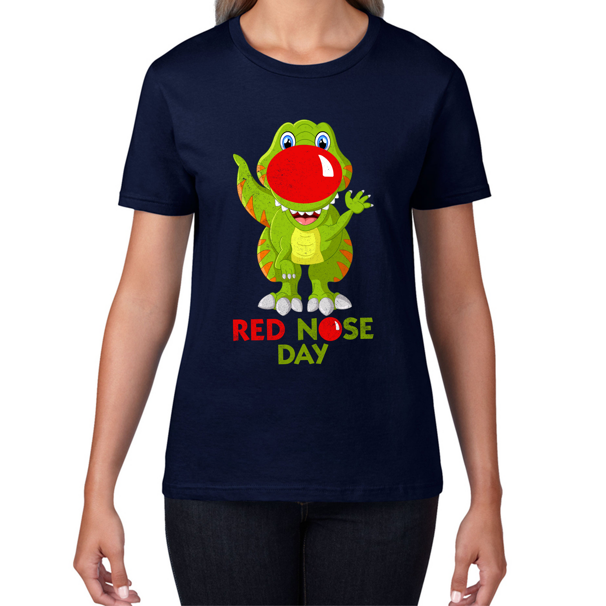 Funny Dinosaur Red Nose Day T Shirt