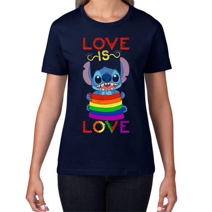 Love Is Love stitch Valentine's Day LGBT Gender Equality LGBTQ LGBT pride Stitch Ohana Womens Tee Top