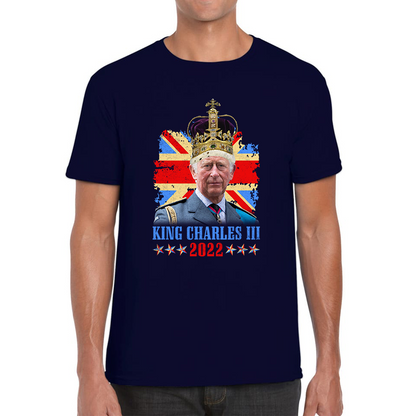 King Charles III King Of Britain UK flag Royal King Lover Union Jack Crown Mens Tee Top